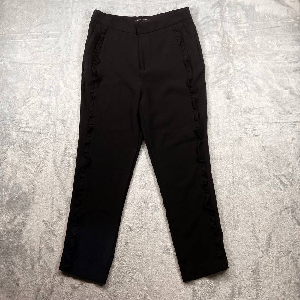 Romeo + Juliet Couture Black Ruffle Side Trim Trousers Pants Womens Medium